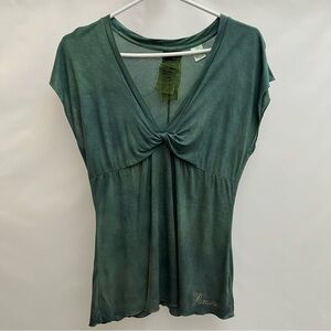 Parasuco Vintage Shirt - Silk Blend Y2K Layered Sheer Short Sleeve Blouse Large